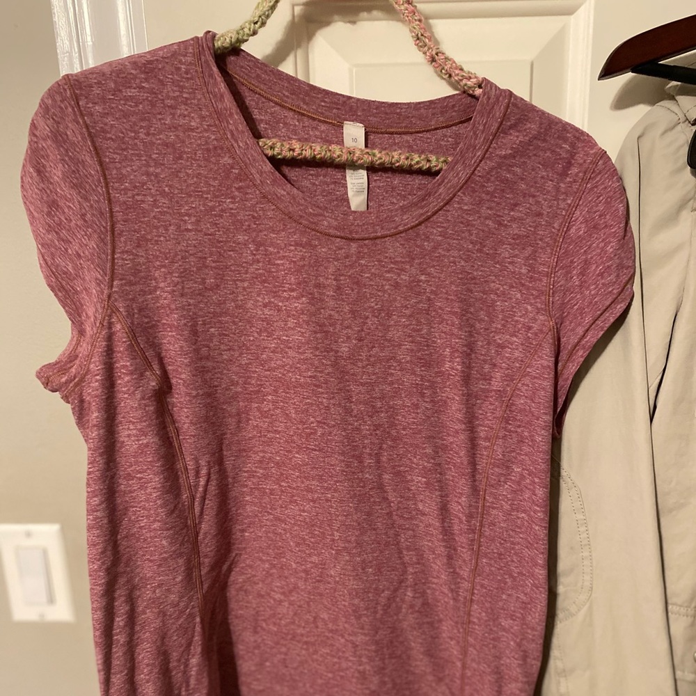 lululemon ruched sleeve cotton top sz 10 - Picture 1 of 3